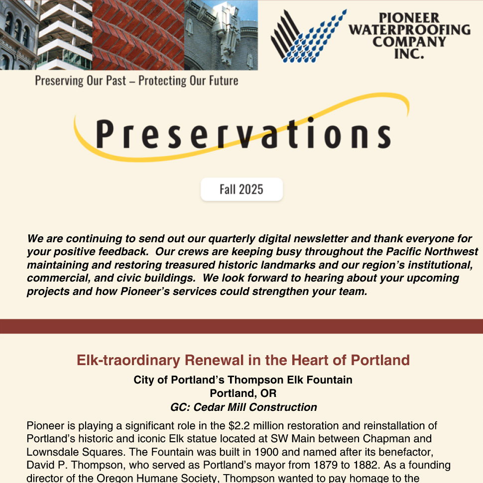 Pioneer Water Proofing Newsletter Fall 2025