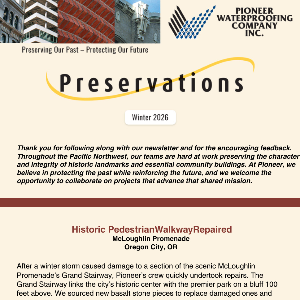 Pioneer Water Proofing Newsletter Winter 2026